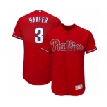 Men's Philadelphia Phillies #3 Bryce Harper Majestic Scarlet Flexbase Authentic Collection Player Jersey