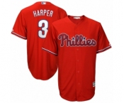 Men's Philadelphia Phillies #3 Bryce Harper Majestic Scarlet Official Cool Base Player Jersey