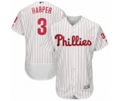 Men's Philadelphia Phillies #3 Bryce Harper Majestic White Home Flexbase Authentic Collection Player Jersey