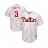 Men's Philadelphia Phillies #3 Bryce Harper Majestic White Home Official Cool Base Player Jersey