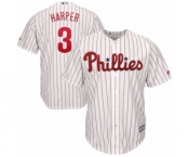 Men's Philadelphia Phillies #3 Bryce Harper Majestic White Home Official Cool Base Player Jersey