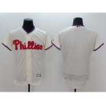 Men's Philadelphia Phillies Blank Majestic Cream Flexbase Authentic Collection Team Jersey