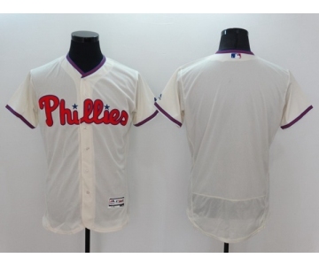 Men's Philadelphia Phillies Blank Majestic Cream Flexbase Authentic Collection Team Jersey