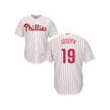 Philadelphia Phillies #19 Tommy Joseph Replica White Red Strip Home Cool Base MLB Jersey