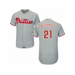 Philadelphia Phillies #21 Clay Buchholz Grey Flexbase Authentic Collection MLB Jersey