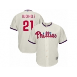 Philadelphia Phillies #21 Clay Buchholz Replica Cream Alternate Cool Base MLB Jersey