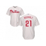 Philadelphia Phillies #21 Clay Buchholz Replica White Red Strip Home Cool Base MLB Jersey