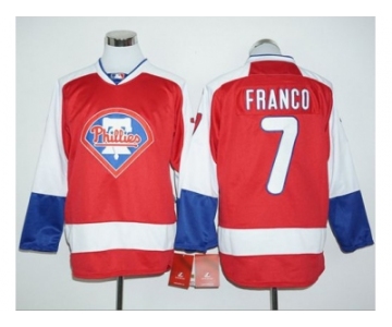 Philadelphia Phillies #7 Maikel Franco Red Long Sleeve Stitched Baseball Jersey