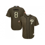 Philadelphia Phillies #8 Juan Samuel Green Salute to Service Stitched Baseball Jersey