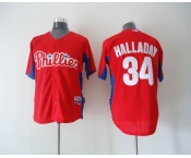 mlb Philadelphia Phillies #34 Halladay 2011 BP Red[Cool Base]