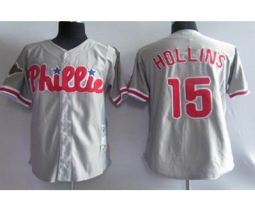 mlb jerseys philadelphia phillies #15 hollins m&n grey