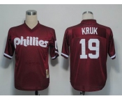 mlb jerseys philadelphia phillies #19 kruk red m&n 1991