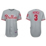 mlb jerseys philadelphia phillies #3 pence grey