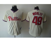 mlb jerseys philadelphia phillies #49 worley cream