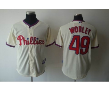 mlb jerseys philadelphia phillies #49 worley cream