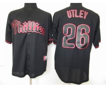 mlb jerseys philadephia phillies #26 utley black fashion