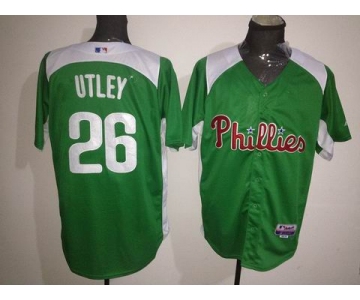 mlb jerseys philadephia phillies #26 utley green