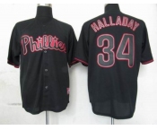 mlb jerseys philadephia phillies #34 halladay black fashion