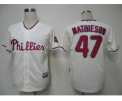 mlb jerseys philadephia phillies #47 mathieson cream (cool base)