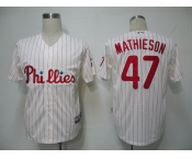 mlb jerseys philadephia phillies #47 mathieson cream(red strip) cool base