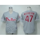 mlb jerseys philadephia phillies #47 mathieson grey(cool base)