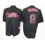 mlb jerseys philadephia phillies #9 brown black fashion