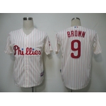 mlb jerseys philadephia phillies #9 brown cream(red strip) cool base