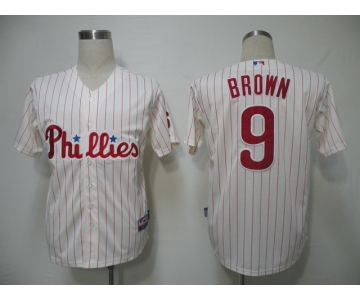 mlb jerseys philadephia phillies #9 brown cream(red strip) cool base