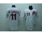 mlb philadelphia phillies #11 mccarver m&n white(red strip)