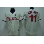 mlb philadelphia phillies #11 rolins 2009 world series cream