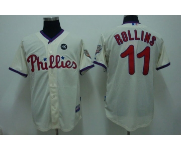 mlb philadelphia phillies #11 rolins 2009 world series cream