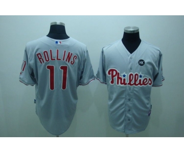 mlb philadelphia phillies #11 rollins 2009 world series grey