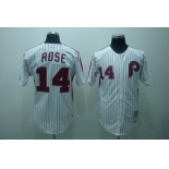 mlb philadelphia phillies #14 rose m&n white(red strip)