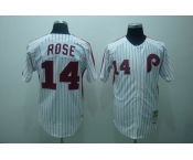 mlb philadelphia phillies #14 rose m&n white(red strip)