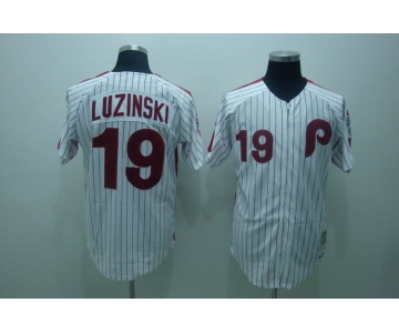 mlb philadelphia phillies #19 luzinski white(red strip)