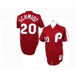 mlb philadelphia phillies #20 mike schmidt m&n red