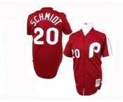 mlb philadelphia phillies #20 mike schmidt m&n red