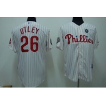 mlb philadelphia phillies #26 utley 2009 world series white(red strip)