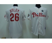 mlb philadelphia phillies #26 utley 2009 world series white(red strip)