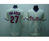 mlb philadelphia phillies #27 polanco cream(2009 world series patchs grey)