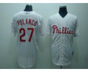 mlb philadelphia phillies #27 polanco white(red strip)cool base