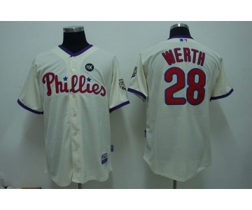 mlb philadelphia phillies #28 werth 2009 world series cream