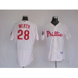 mlb philadelphia phillies #28 werth 2009 world series white(red strip)