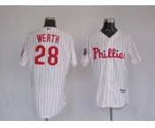 mlb philadelphia phillies #28 werth 2009 world series white(red strip)