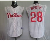 mlb philadelphia phillies #28 werth white(red strip) vest