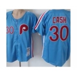 mlb philadelphia phillies #30 cash blue(throwback)