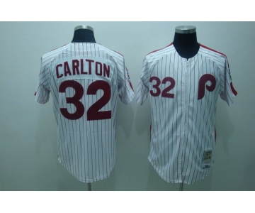 mlb philadelphia phillies #32 carlton white(red strip)