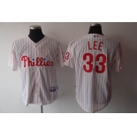 mlb philadelphia phillies #33 cliff lee white[red strip]