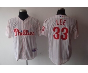 mlb philadelphia phillies #33 cliff lee white[red strip]