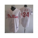 mlb philadelphia phillies #34 Lee white(red strip)